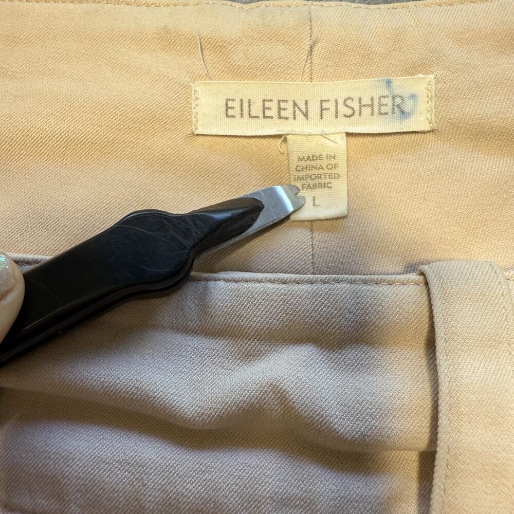 Eileen Fisher Pants Womens Large Beige Straight Leg Casual Trousers Lightweight - Picture 9 of 14